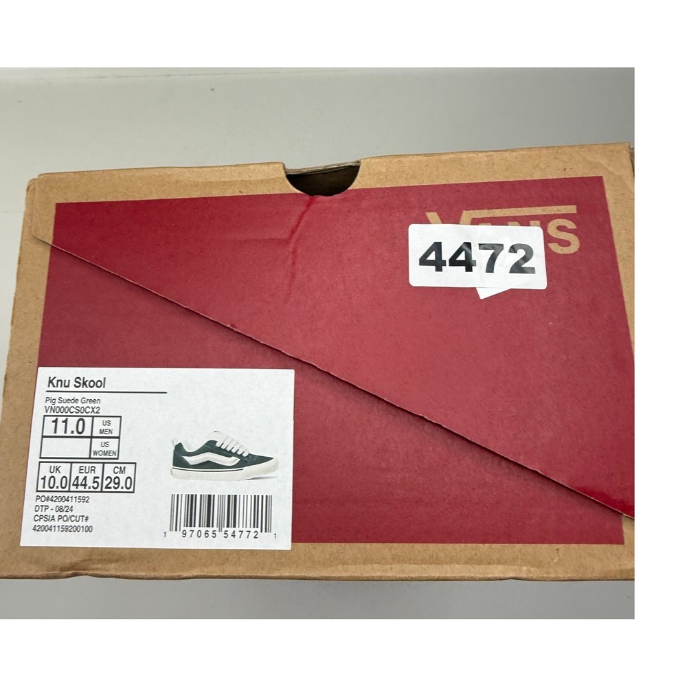 Vans Knu Skool Pig Suede Green Sneakers Water Repellent VN000CS0CX2 Mens 11 NEW - Picture 9 of 9